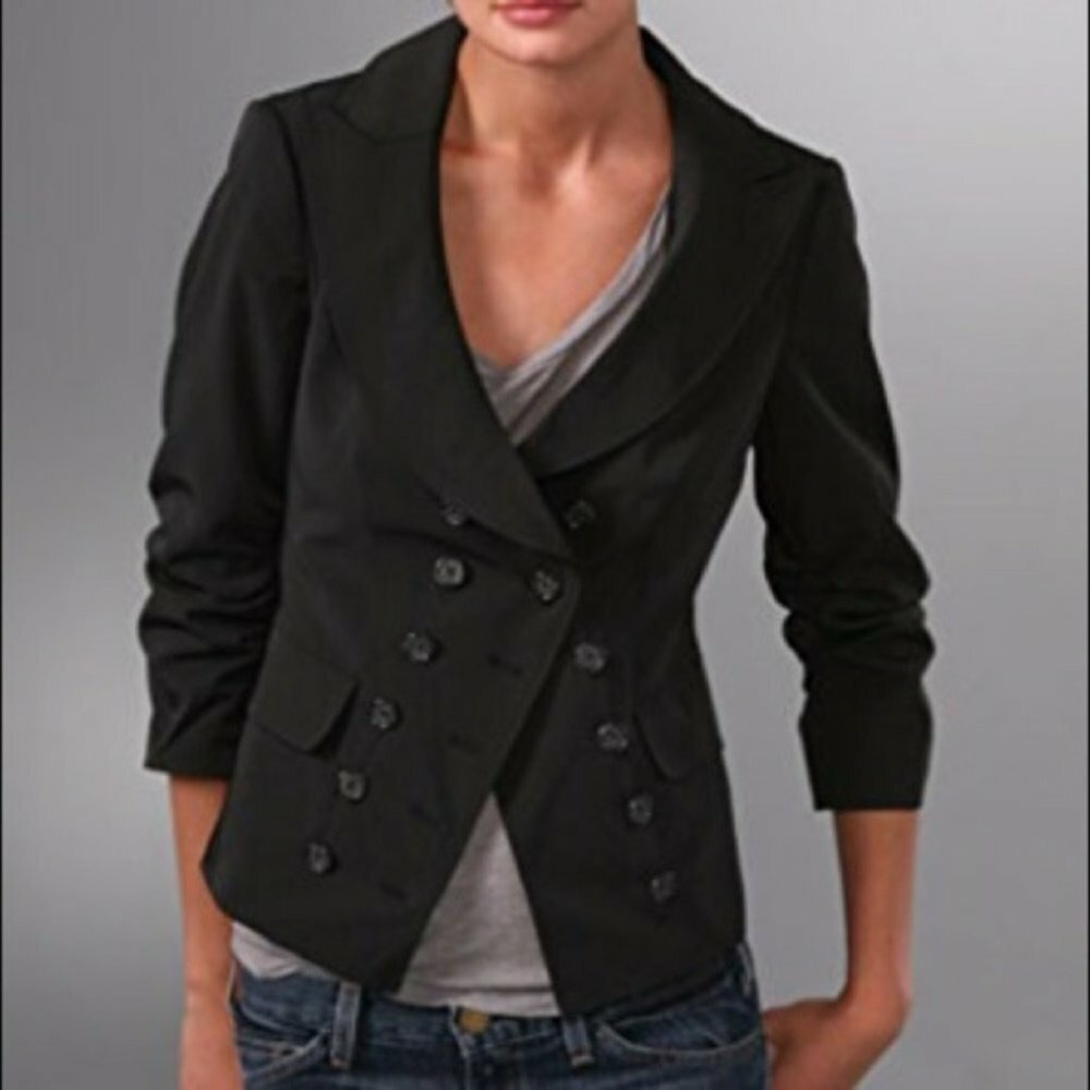 Vintage Laundry by Shelli Segal Black Rugged 3/4 Sleeve Women's Stretch Blazer - Picture 1 of 9